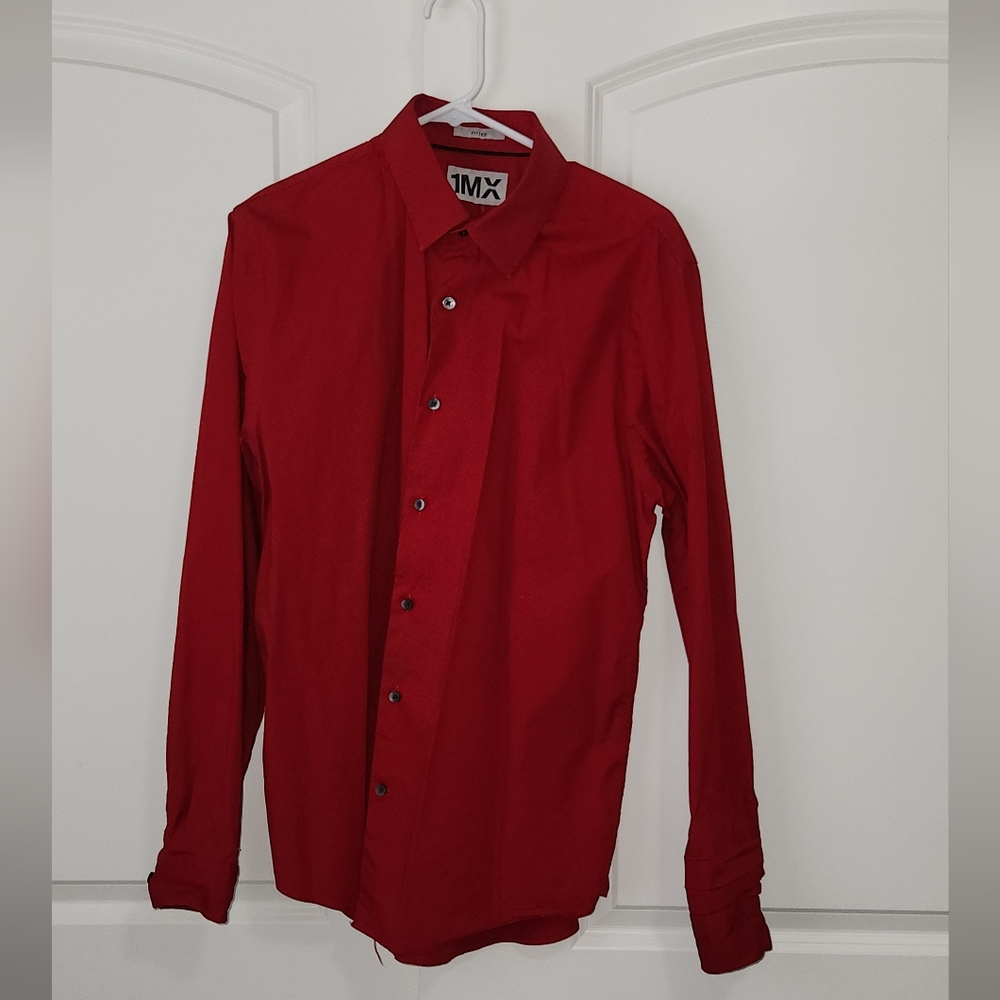 3 For $20 Express Vibrant Red Casual Button Down Shirt with Relaxed Fit